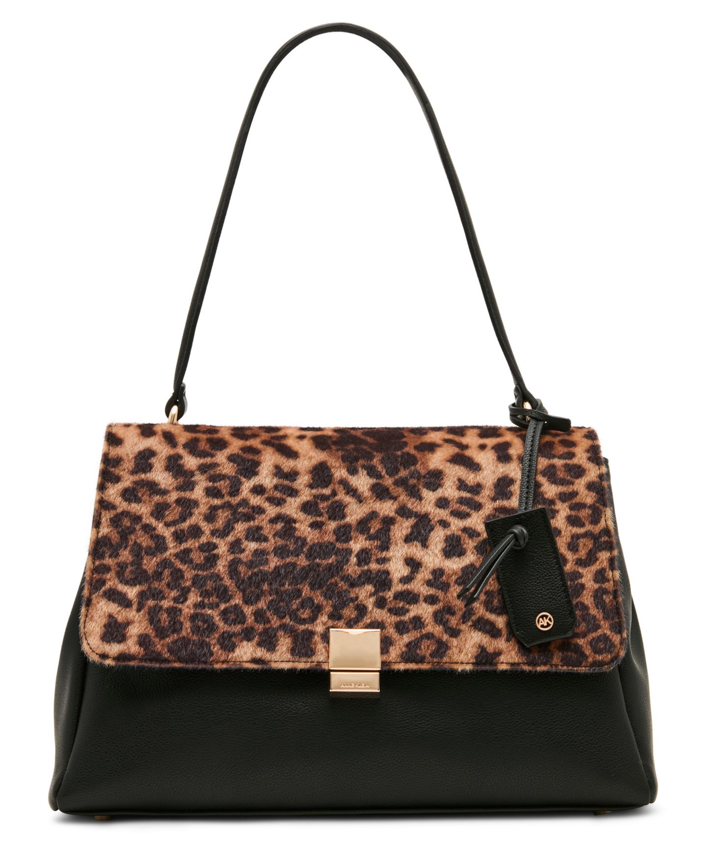 Женская сумка Anne Klein Faux Cheetah Medium Flap Shoulder Handbag, цвет: Чёрный — фото 1