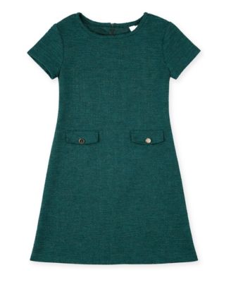 Girls' 4-16 Short-Sleeve Boucle Knit A-Line Dress
