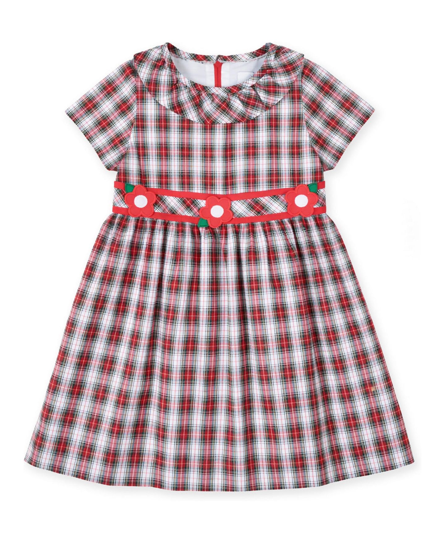 Платье А-силуэта для девочек Florence Eiseman в клетку с воротником с рюшами, 2T-5T, цвет: Белый разноцветный клетчатый — фото 1