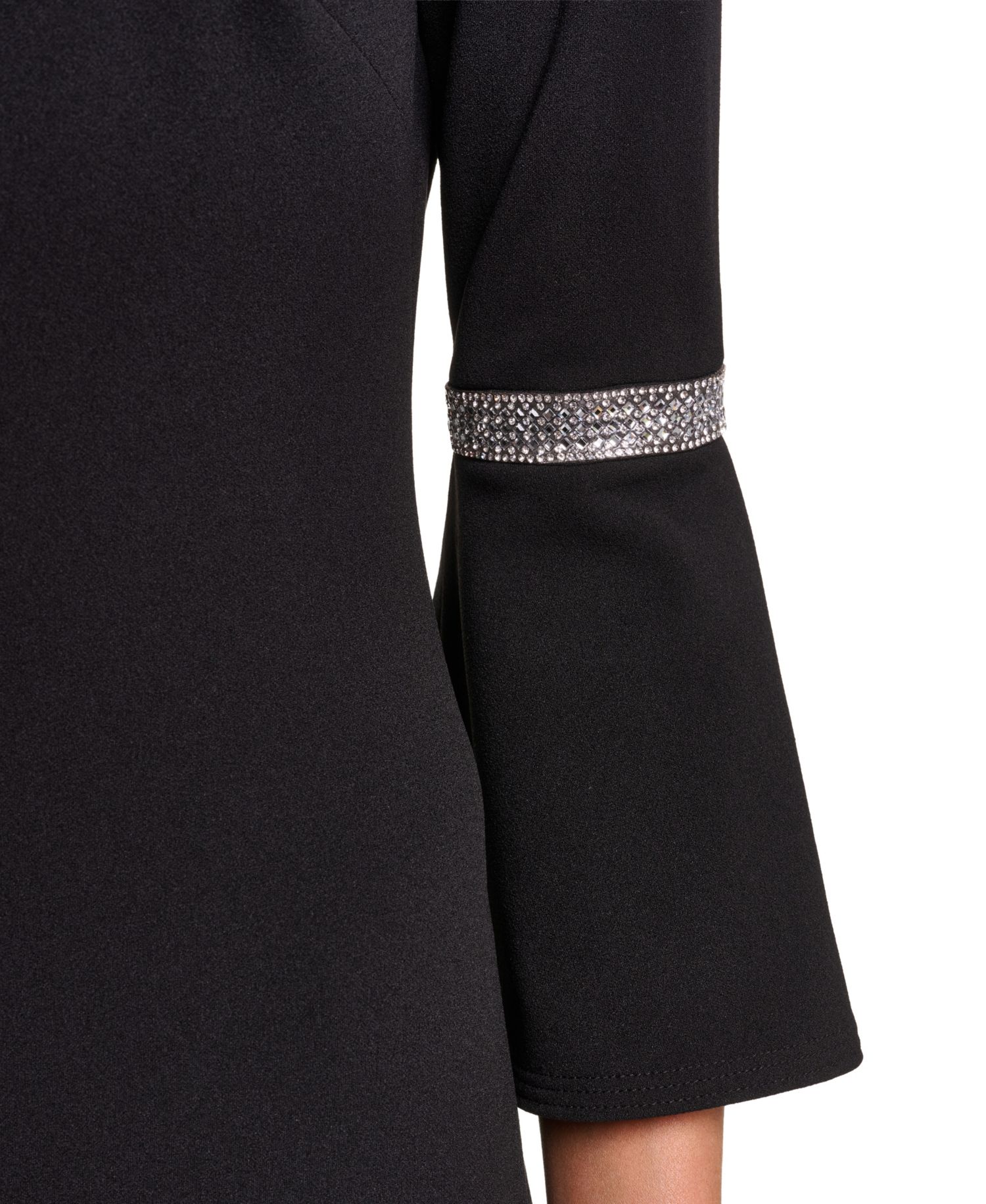 Women's Boat-Neck Bell Sleeve with Rhinestone Trim Sheath Dress