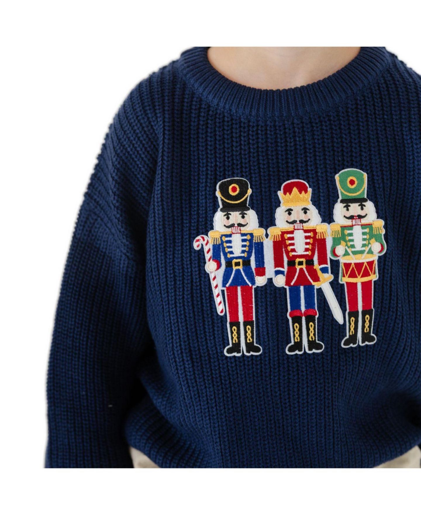 Свитер Sweet Wink Nutcracker Patch Christmas Crewneck Long-Sleeve для мальчиков-малышей, цвет: Тёмно-синий — фото 3
