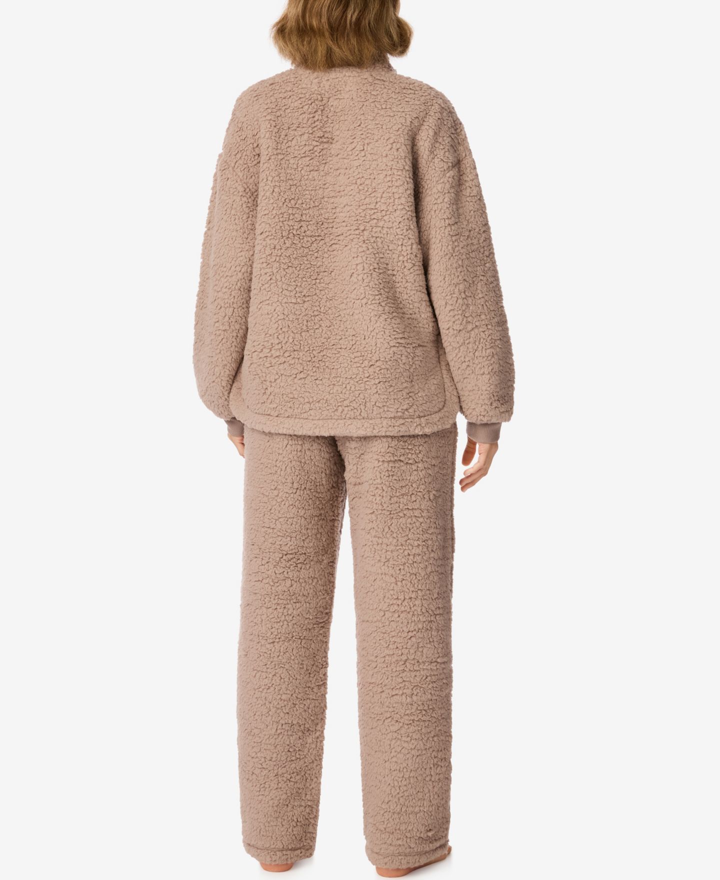 Пижамный комплект, длинный рукав, на молнии, шерпа, 2 предмета — DKNY, цвет: Коричневый — фото 4