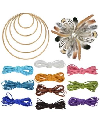 Dream Catcher Making Kit Metal Rings Faux Suede Cord Natural Feathers DIY Craft Supplies