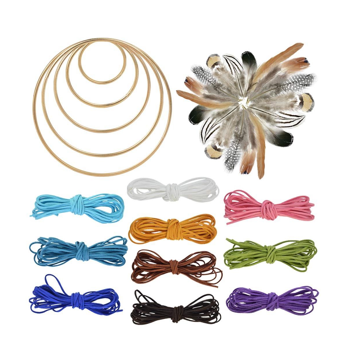 Aeelike Dream Catcher Making Kit Metal Rings Faux Suede Cord Natural Feathers Diy Craft Supplies - Open Miscellaneous