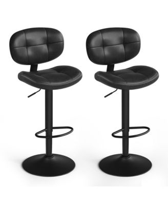 PU Leather Counter Height Bar Stool with Swivel Seat and Footrest
