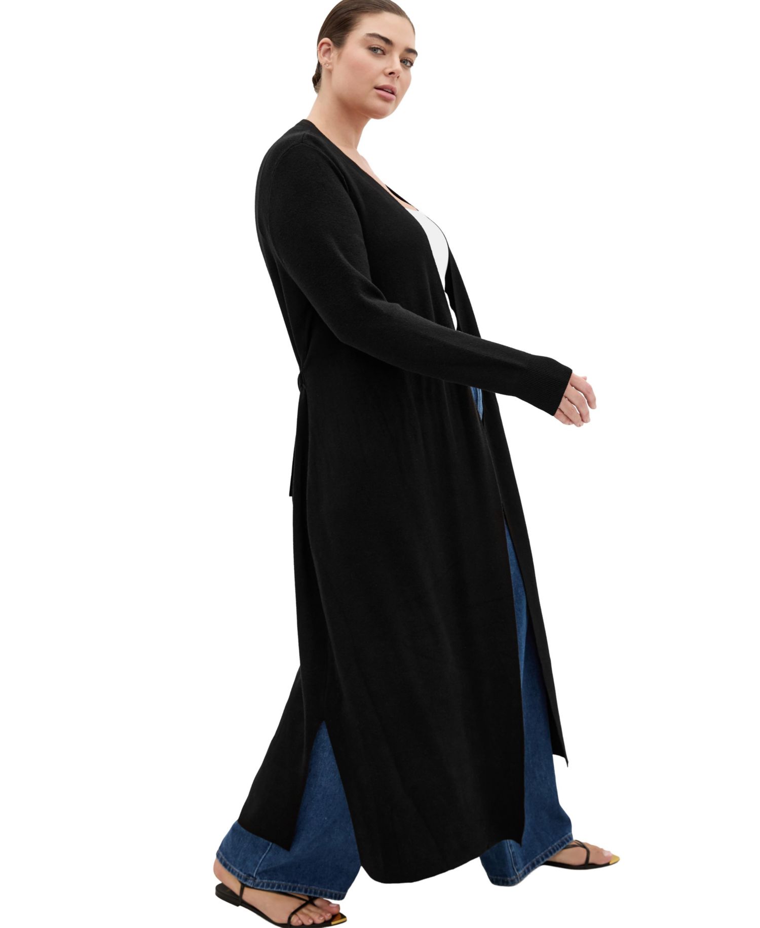 Plus Size Goldie Longline Pull-On Cardigan