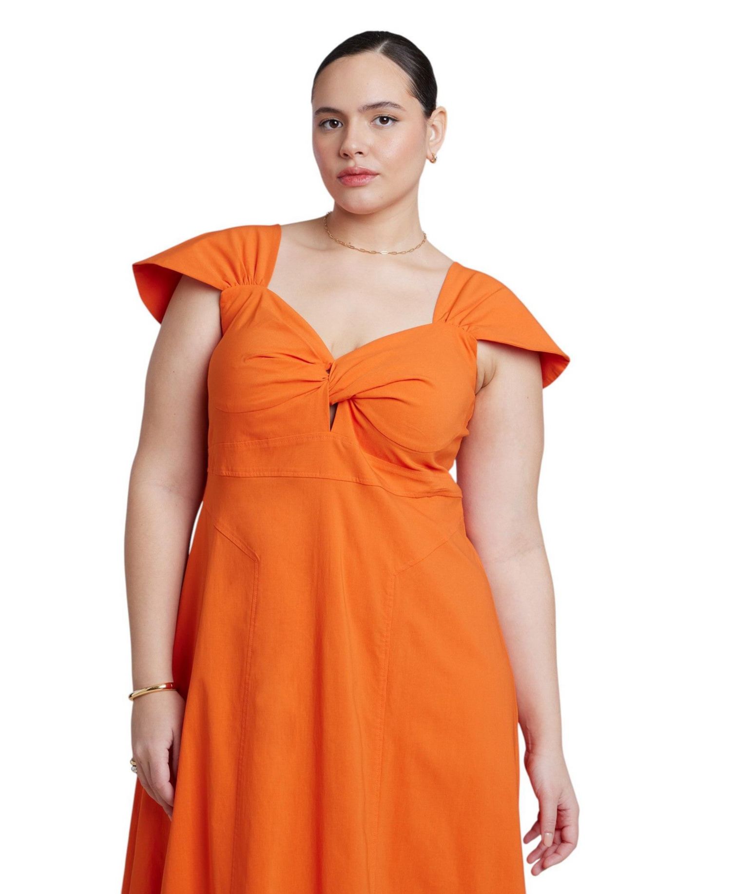 Plus Size Twist-Detail Sweetheart Neck Dress