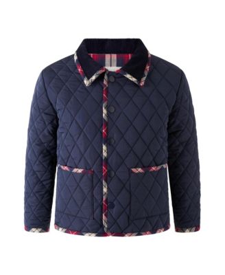 Toddler Boys' 2T-5T Tartan Trim Diamond-Quilted Corduroy Collar Jacket