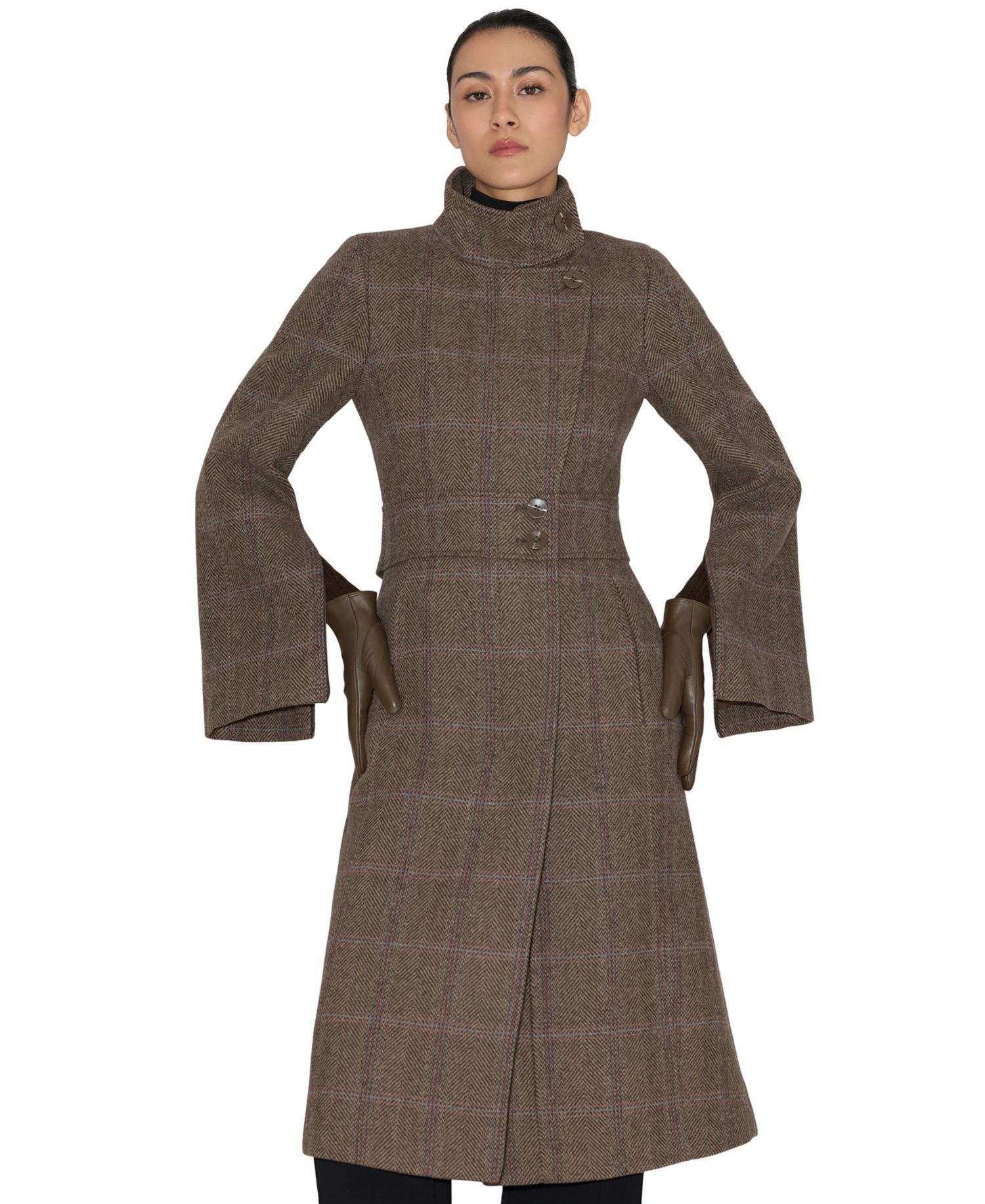Women's Suzan-Hc Wool-Blend Herringbone Plaid Coat