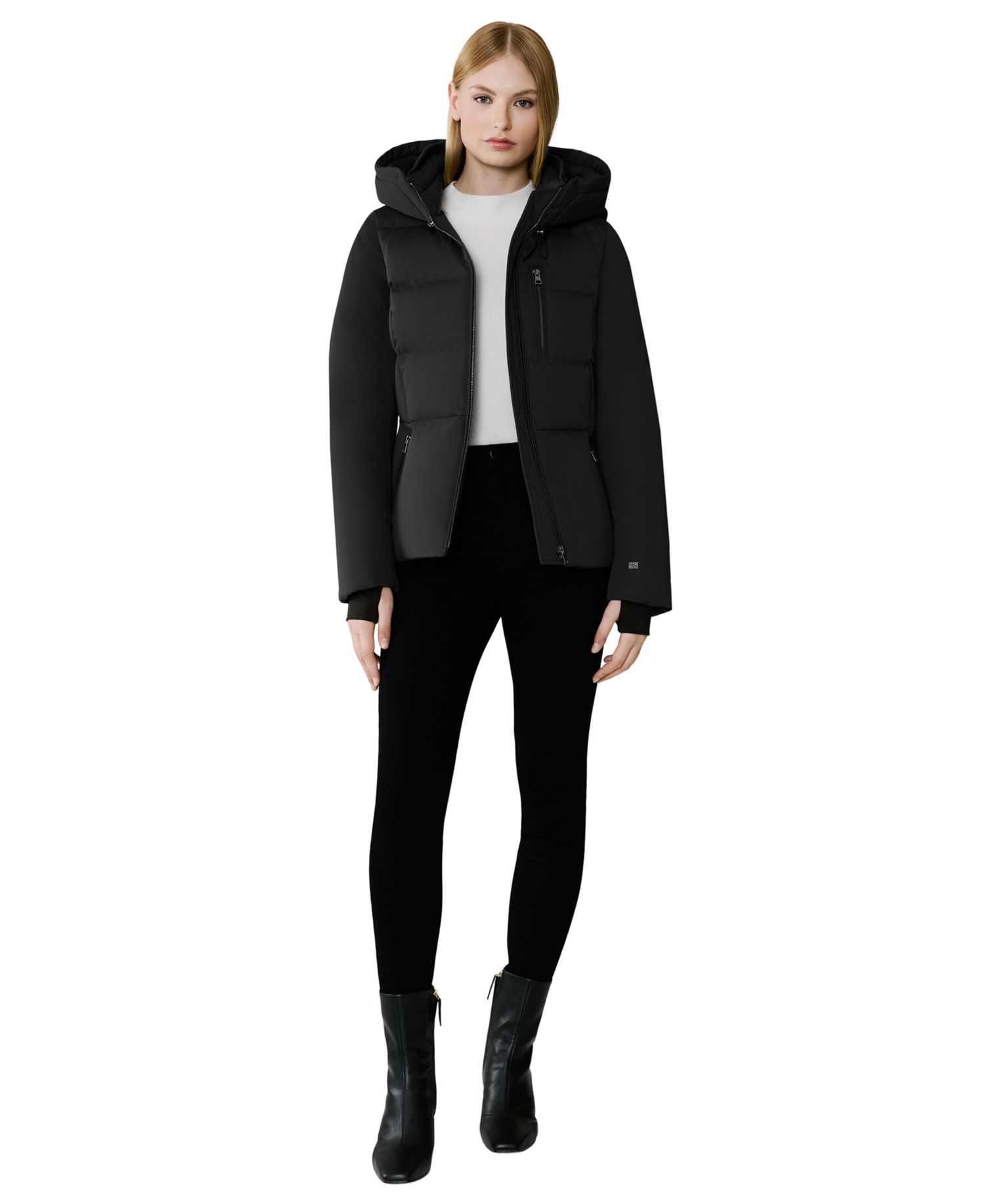 Women's Hooded Zip-Front Down Puffer Coat