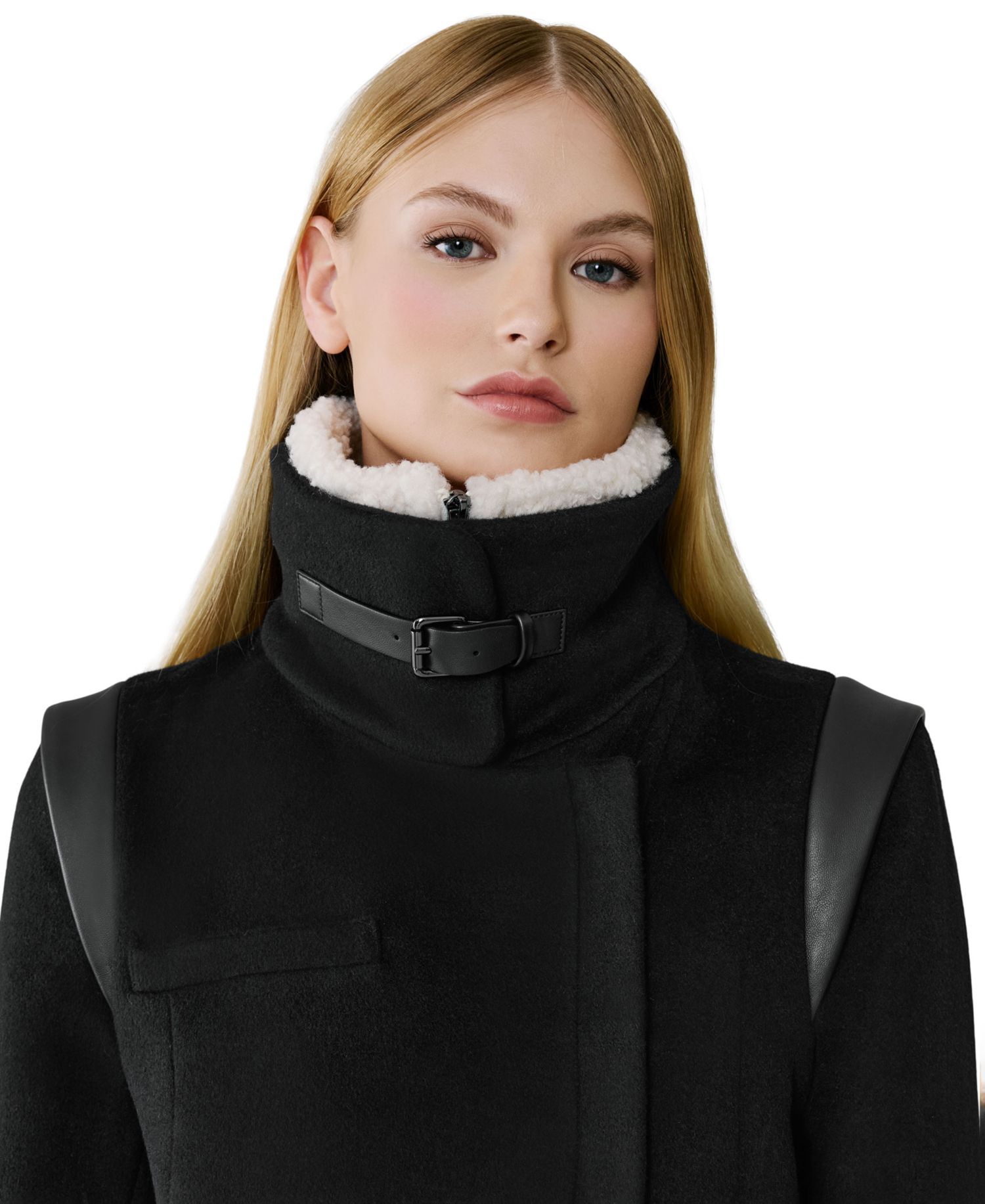 Women's Kiana Wool-Blend Notched-Collar Zipper Coat