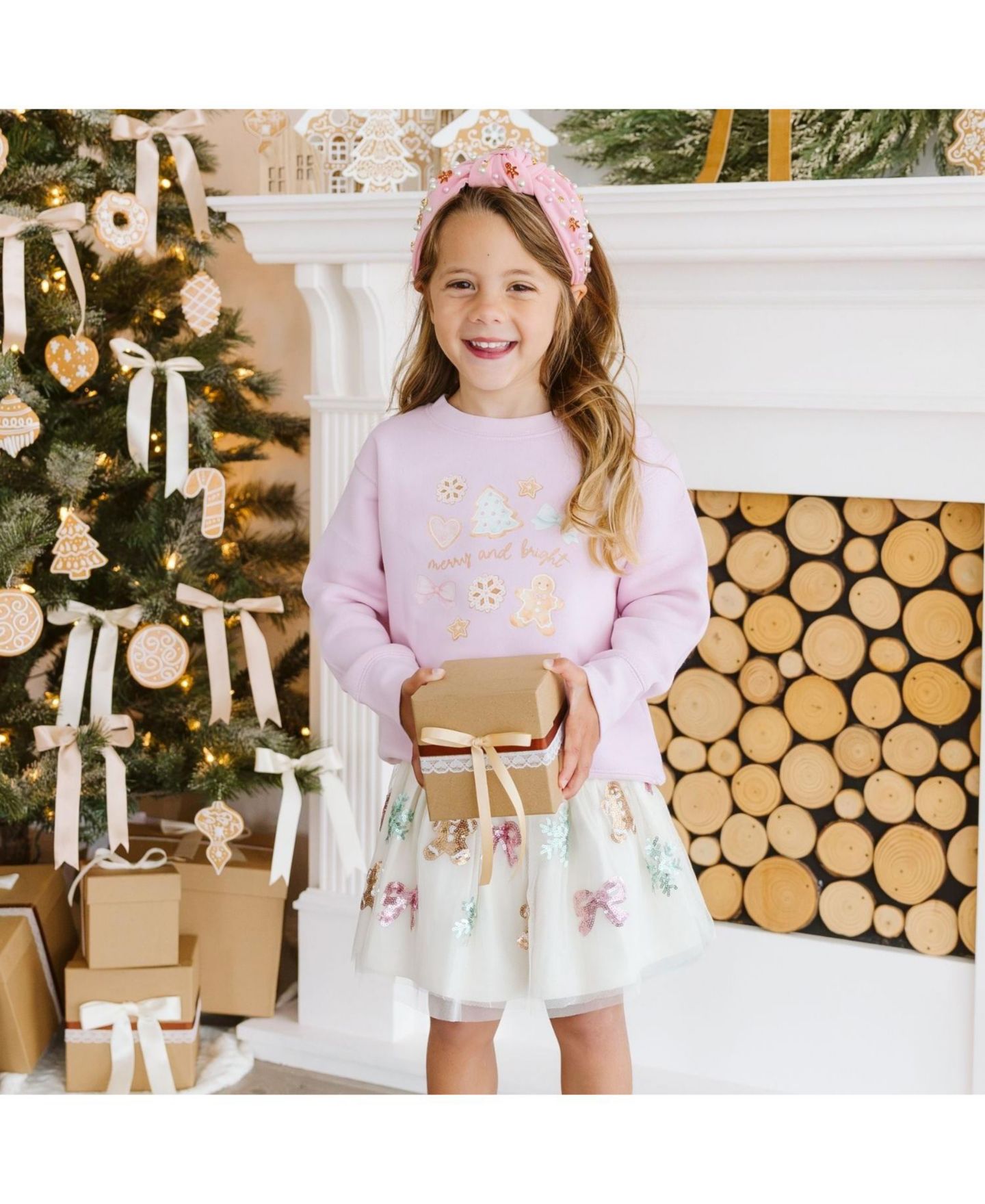 Толстовка Sweet Wink Merry and Bright Gingerbread для девочек, цвет: Розовый — фото 3
