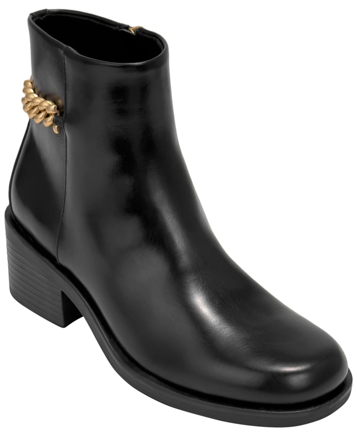 Женские ботинки Aerosoles Xia Block-Heel Round-Toe Faux Leather Booties, цвет: Чёрная искусственная кожа — фото 1