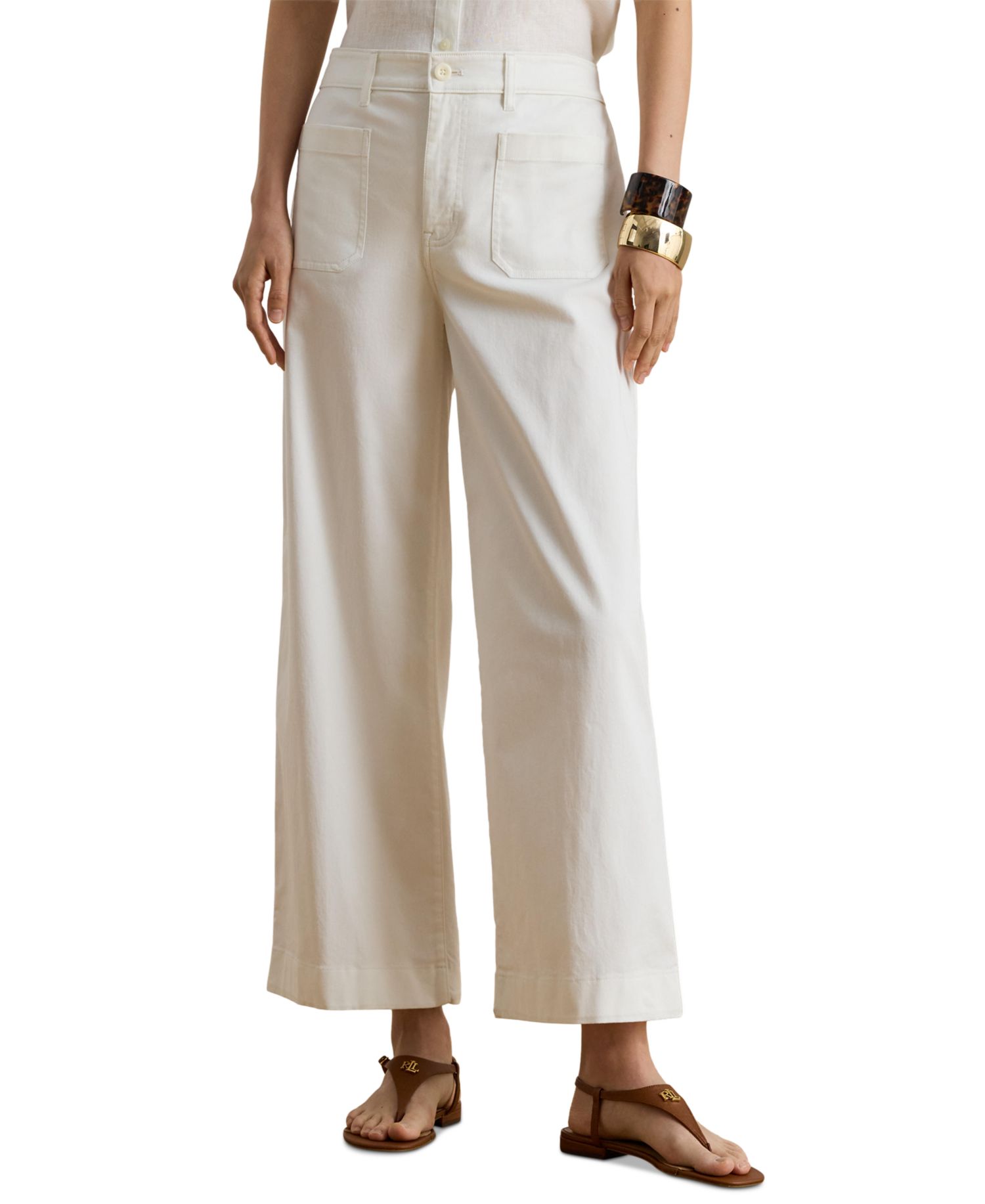 Women's Stretch Chino Wide-Leg Cropped Pants