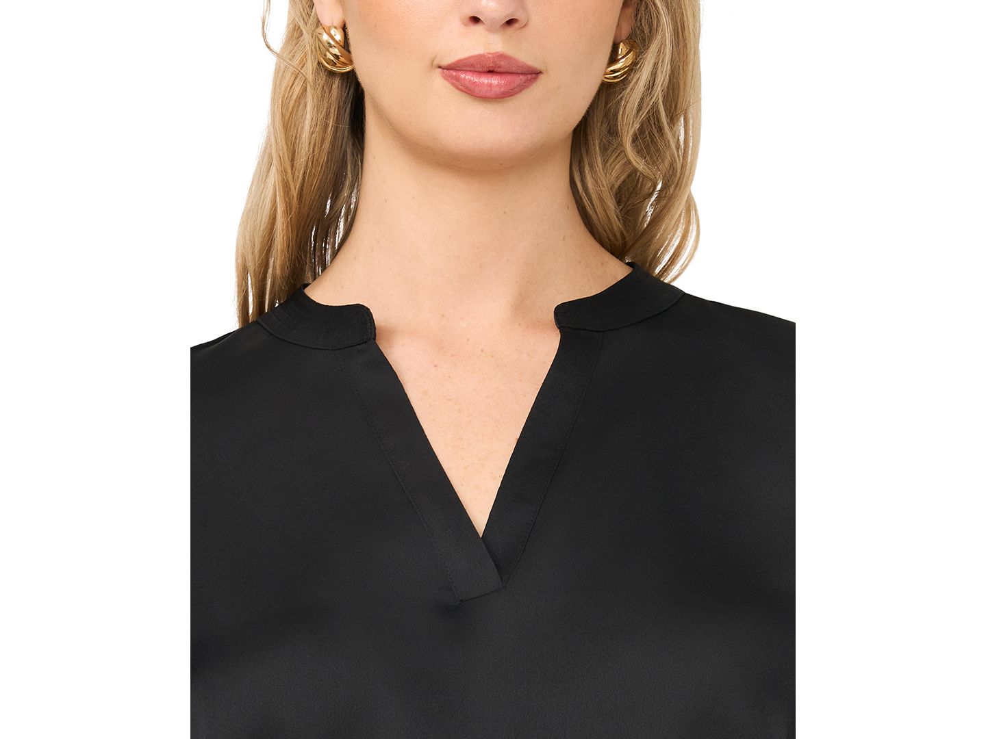Женский топ Vince Camuto V-Neck Puff-Sleeve, цвет: Насыщенный чёрный — фото 5