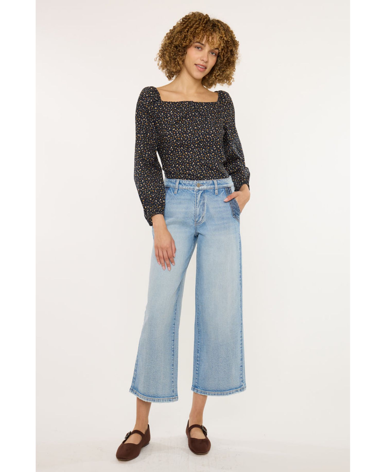 Women's Lorinne High Rise Cropped Wide Leg Jeans