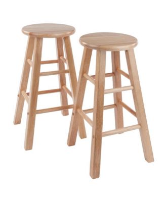 Natural Solid Wood Kitchen Stools Set of 2, Bar Chairs for Counter Seating