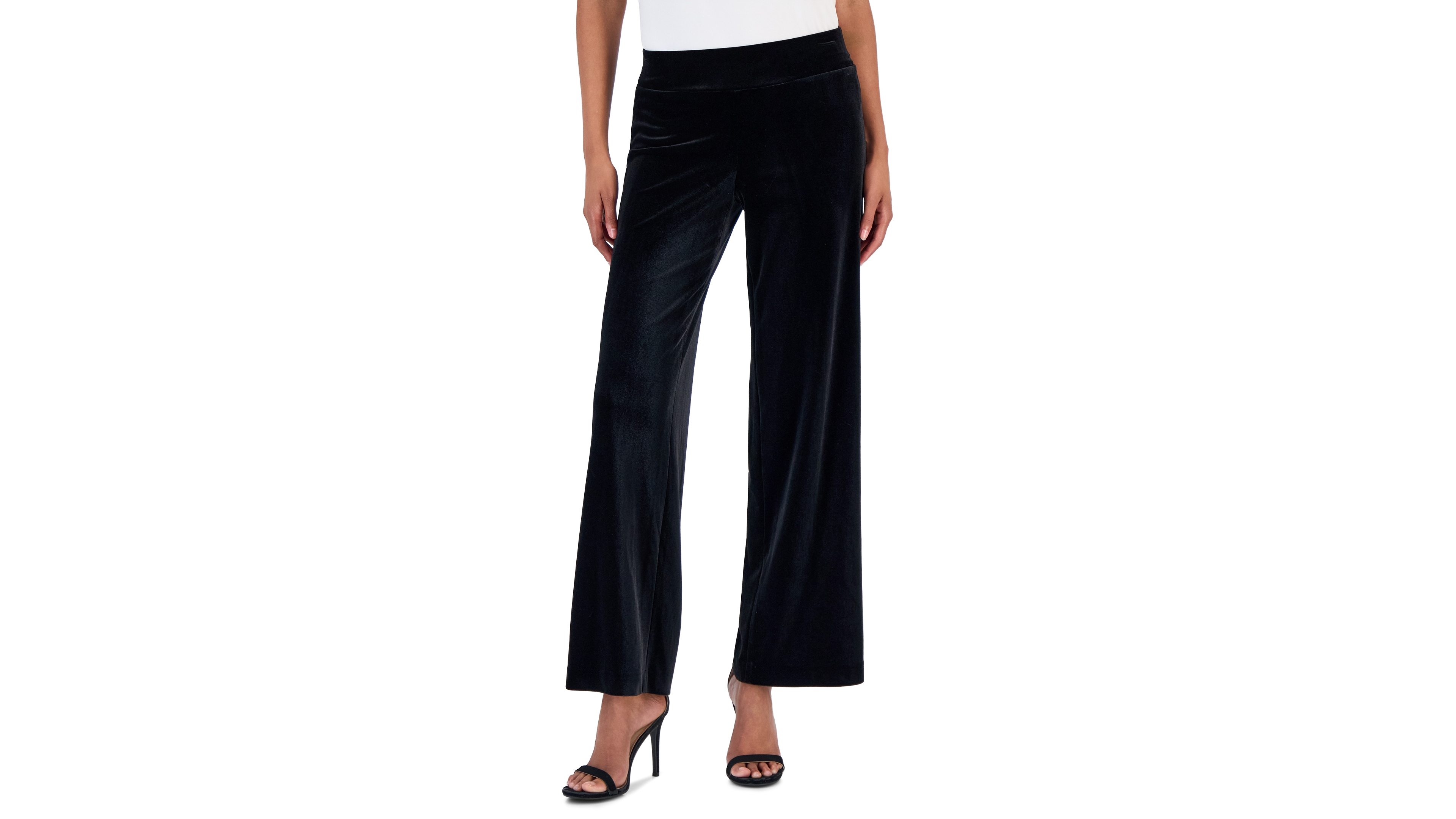 Anne Klein Women's Velvet High-Rise Pull-On Wide-Leg Pants