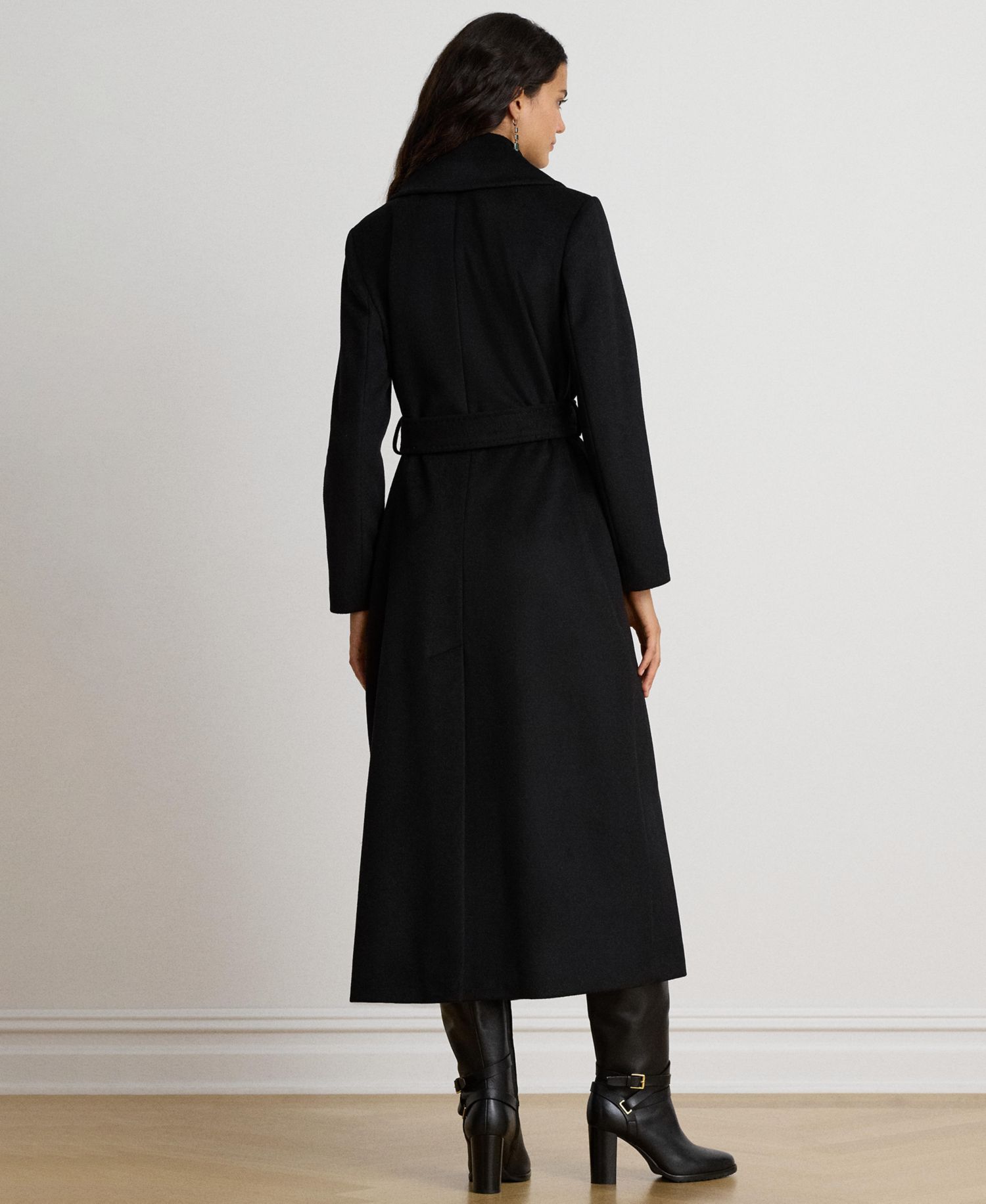 Women's Wool-Blend Notch-Collar Belted Wrap Coat