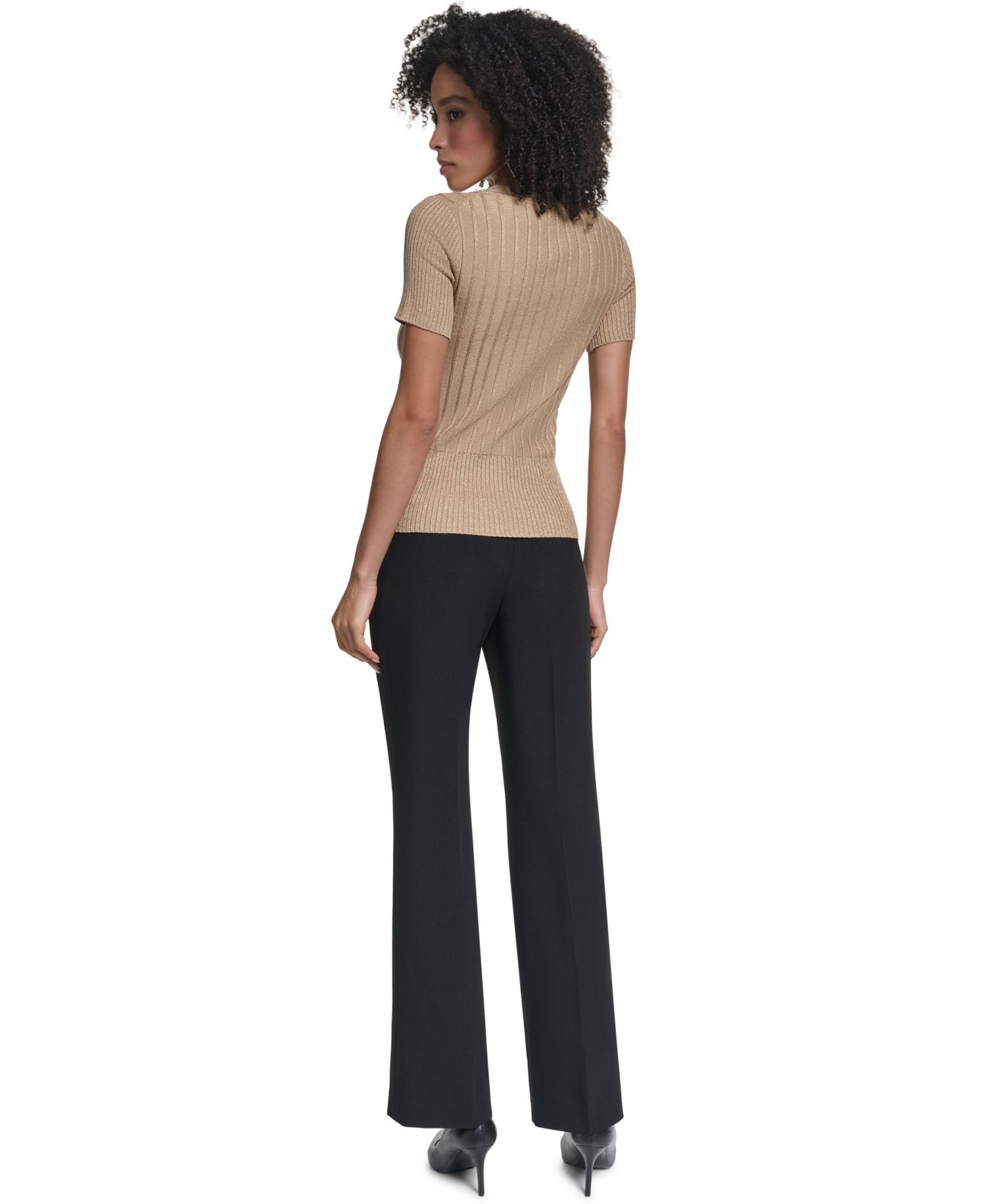 Women's Ribbed Fitted Crewneck Pullover Sweater