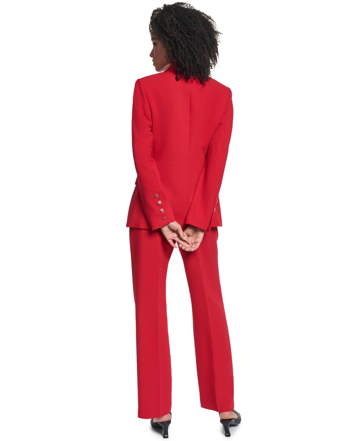 Women's Double-Breasted Shoulder-Padded Blazer