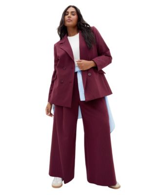 Plus Size Cora Double-Breasted Stripe Blazer