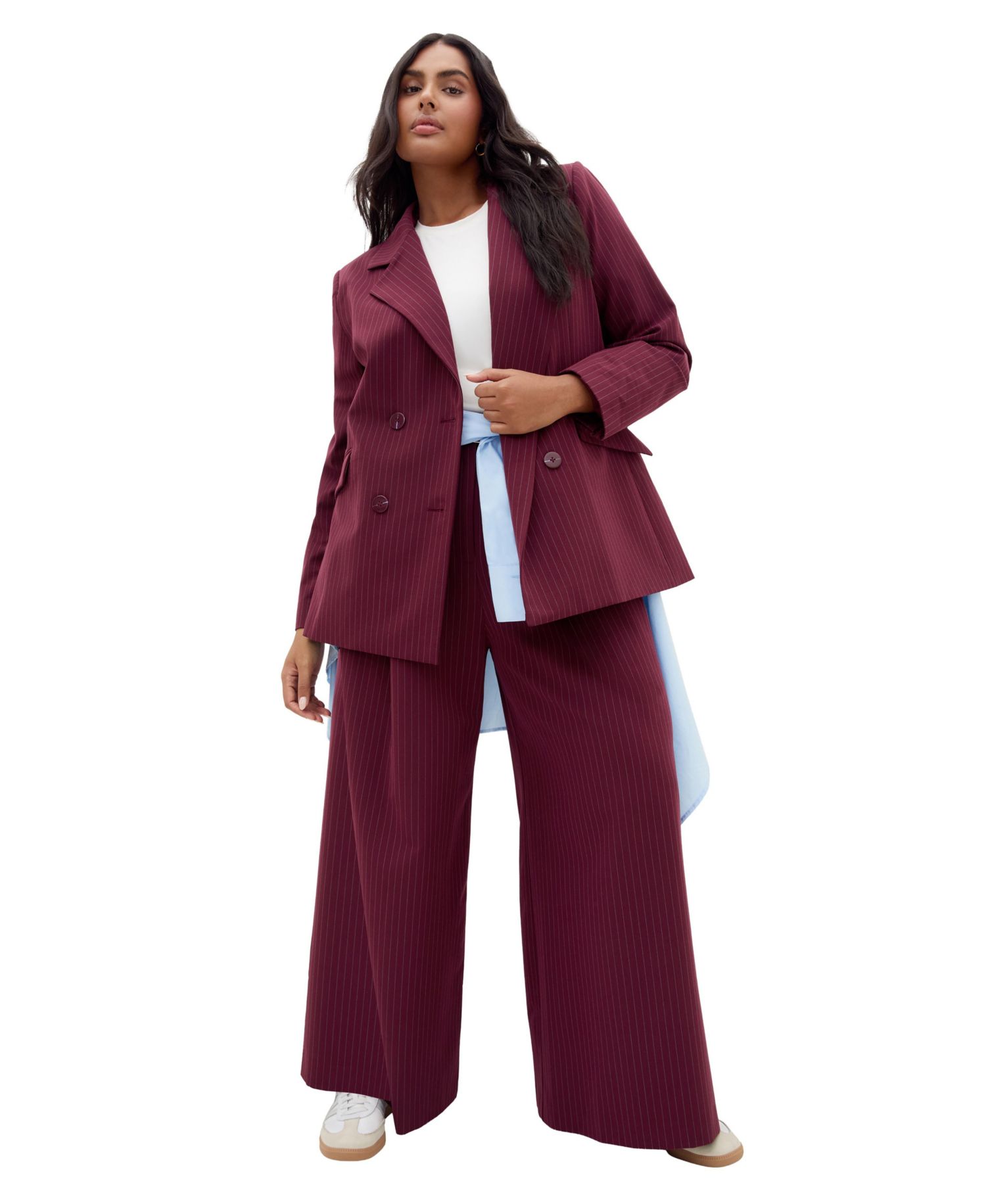 Plus Size Cora Double-Breasted Stripe Blazer
