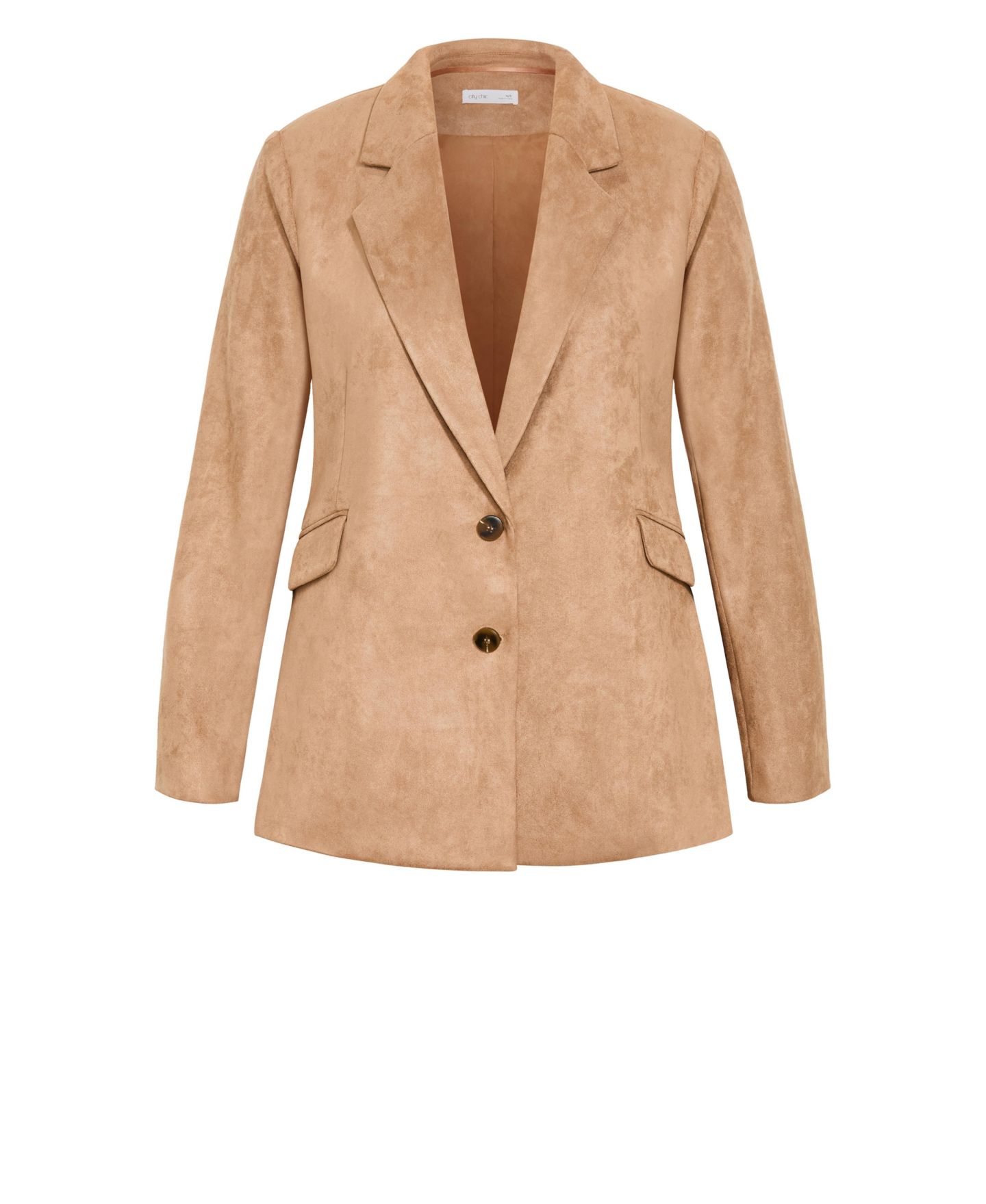 Женский пиджак CITY CHIC Plus Size Sara Faux Suede Hip-Length Blazer, цвет: Карамельный — фото 5