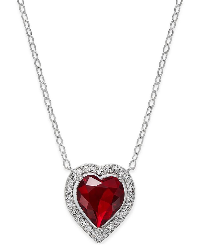 Red crystal heart necklace clearance