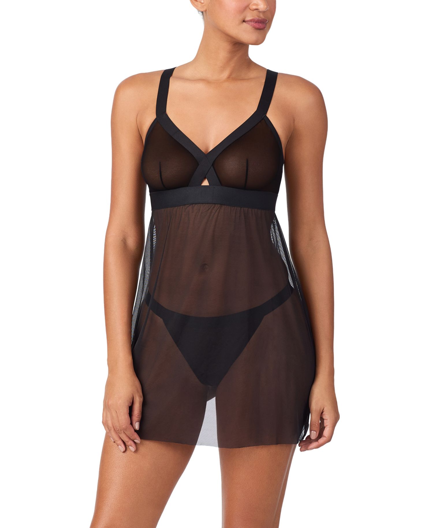 Women's Sheer Mesh V-Neck Babydoll