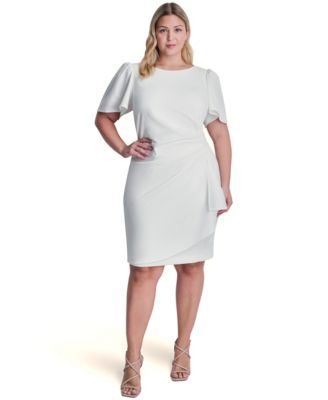 Plus Size Flutter Ruched Sheath Dress