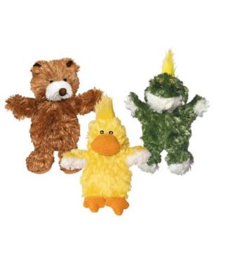 Low Stuffing Dog Toys 3 Animal Characters Removable Squeakers