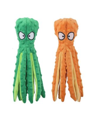 2 Pack Octopus Dog Toys No Stuffing Squeaky Crinkle Plush