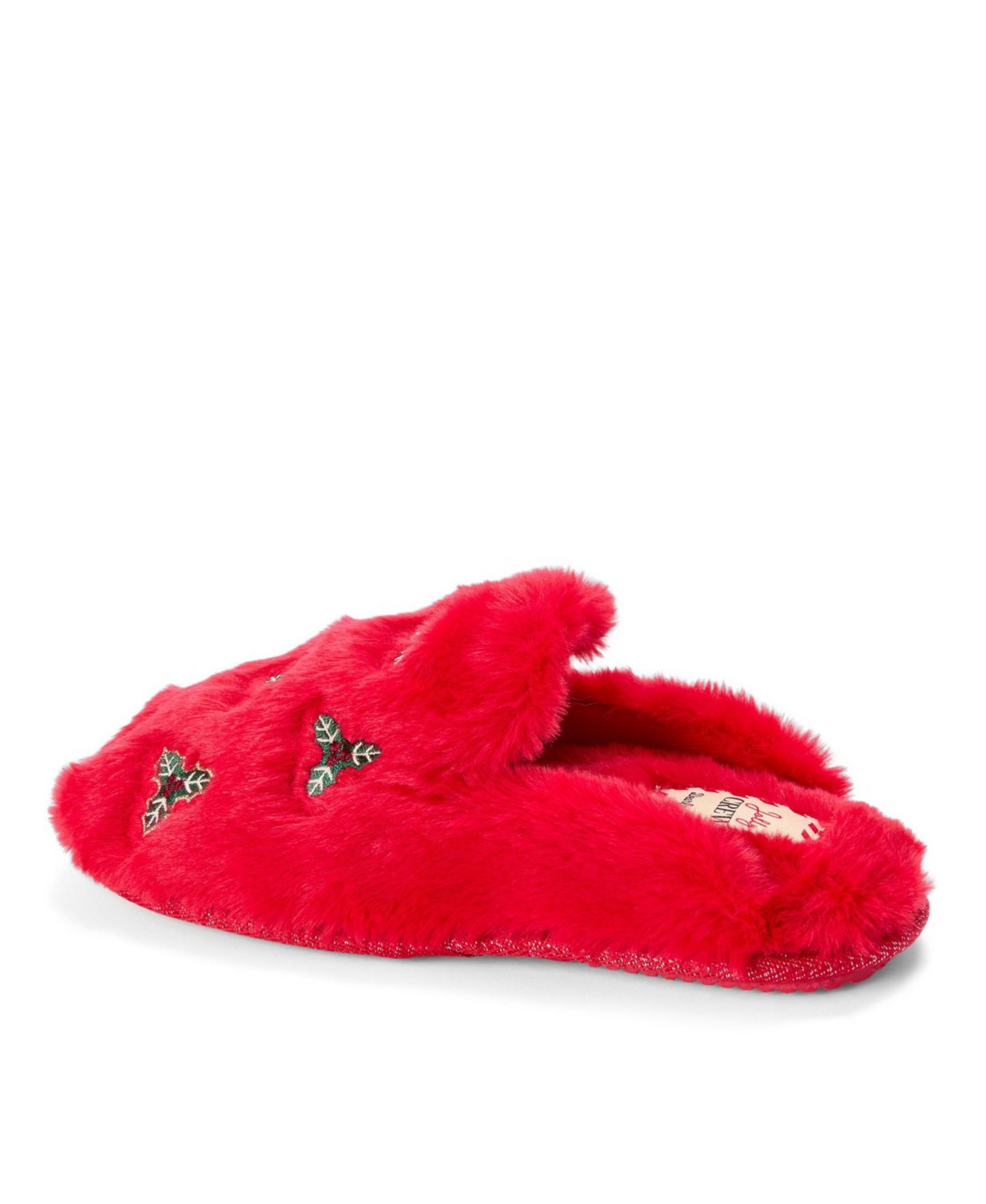 Женские тапочки Dearfoams Holiday Fur Shaped Tab Scuff Slippers, цвет: Cayenne — фото 5