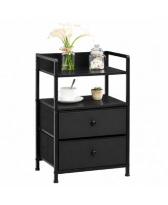 2-Drawer Fabric Nightstand with Sturdy Metal Frame, Compact Bedside Table for Bedrooms, Dorms & Small Spaces