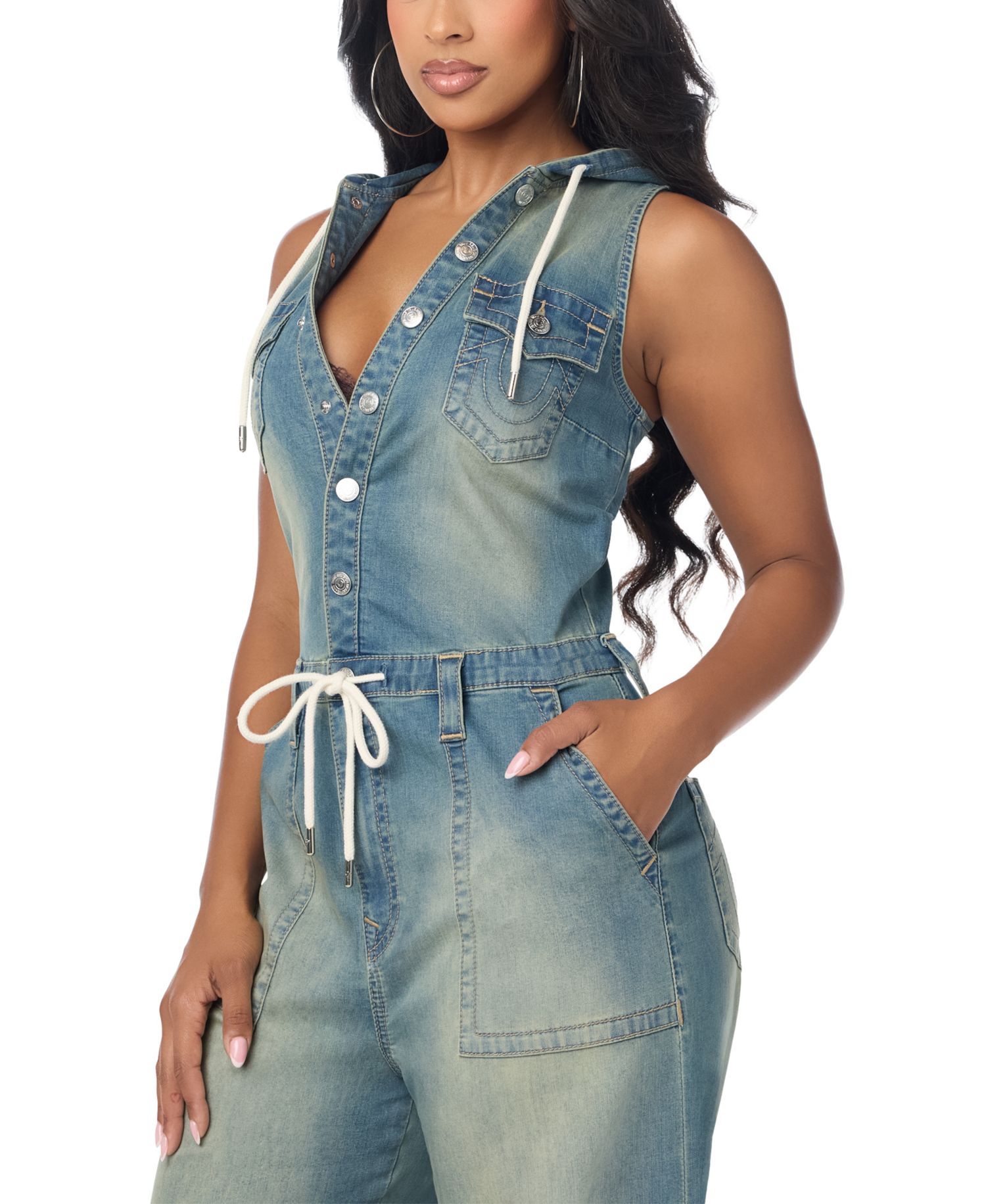 Women's Cargo Wide-Leg Sleeveless Jumpsuit