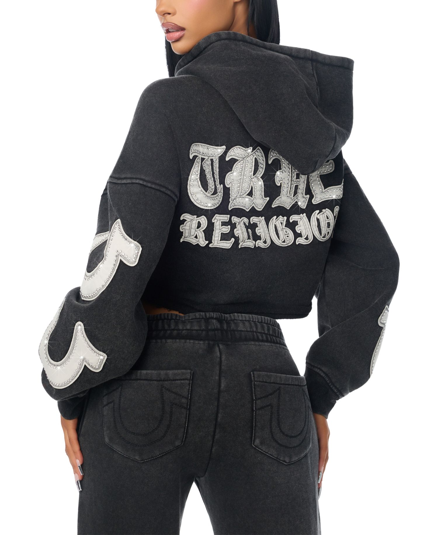 Women's Classic Full-Zip Cropped Cotton-Blend Hoodie