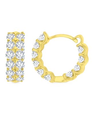 Cubic Zirconia Sterling Silver Huggie Hoop Earrings