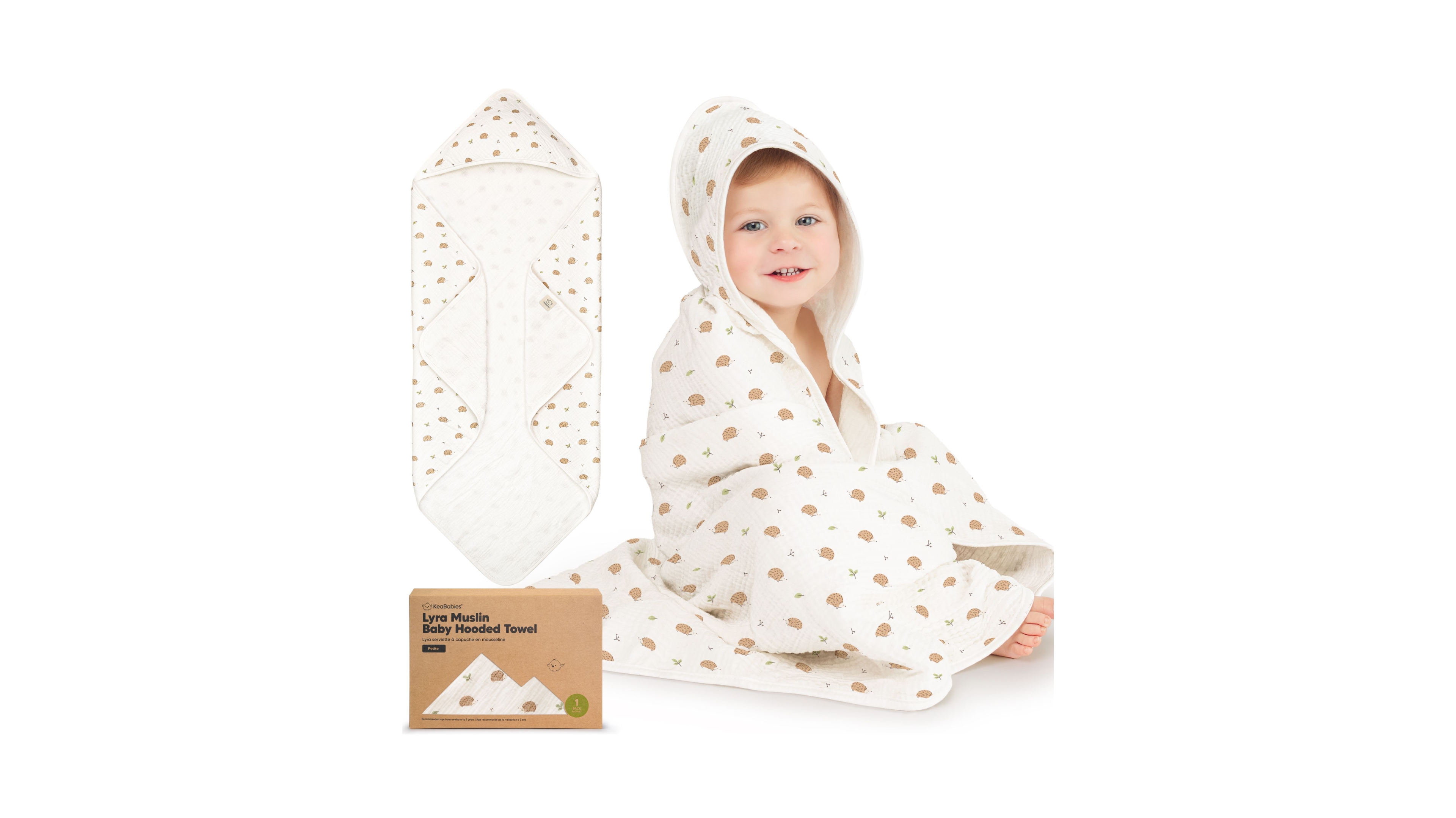 KeaBabies Lyra Muslin Baby Towels with Hoods for Newborn Girls, Boys