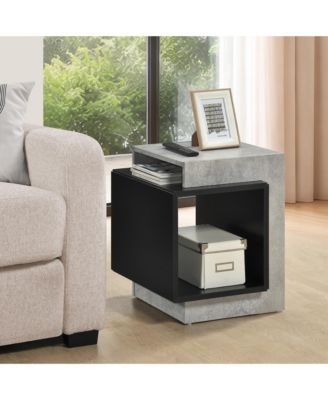 Modern End Table with Open Cube Storage, Wood Nightstand Accent Side Table for Bedroom, Living Room, Office