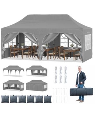 10 x 20 ft Pop Up Canopy Tent with 6 Removable Sidewalls Adjustable Height Bag