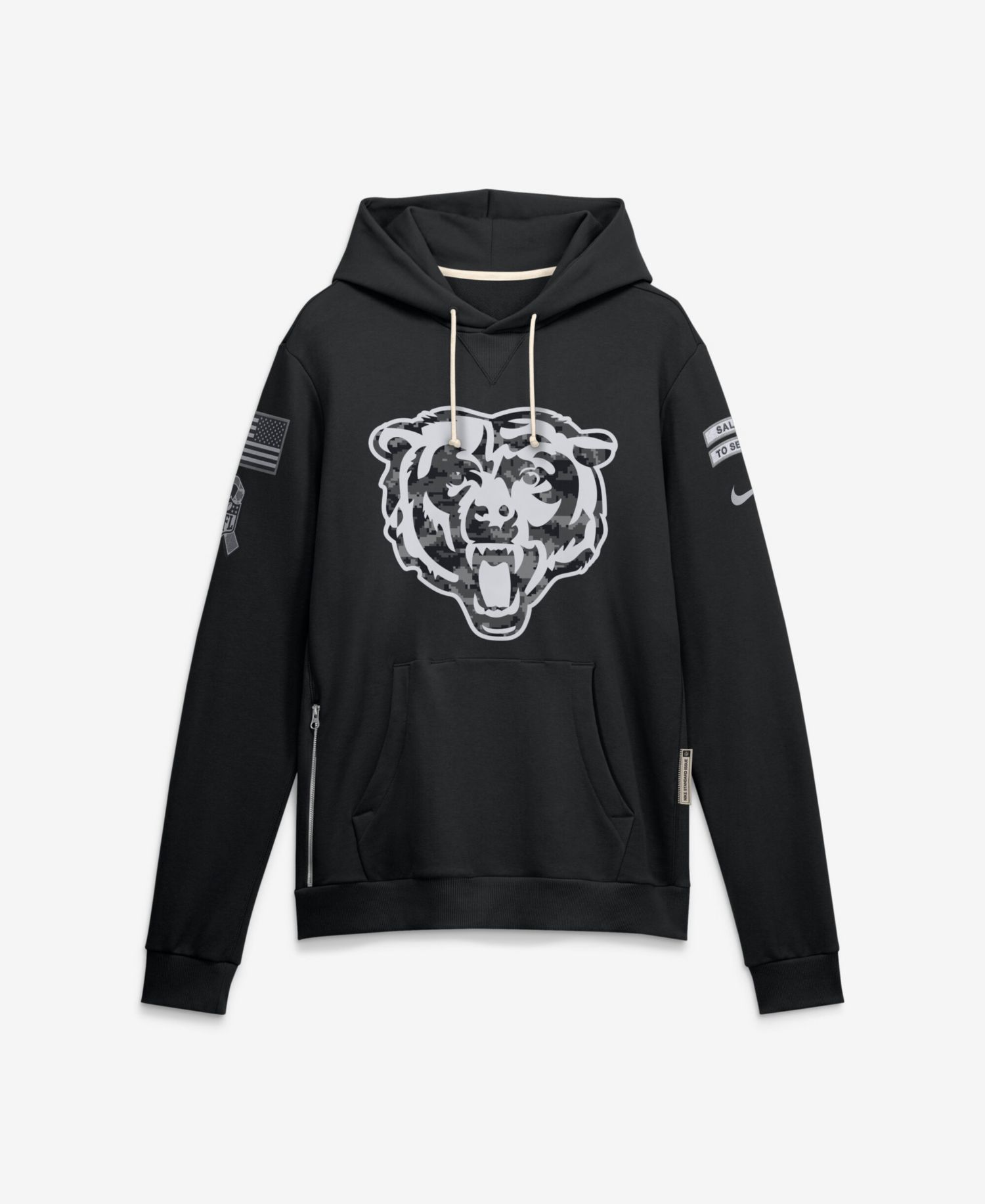 Men's Black Chicago Bears 2026 Salute to Service Sideline Pullover Hoodie
