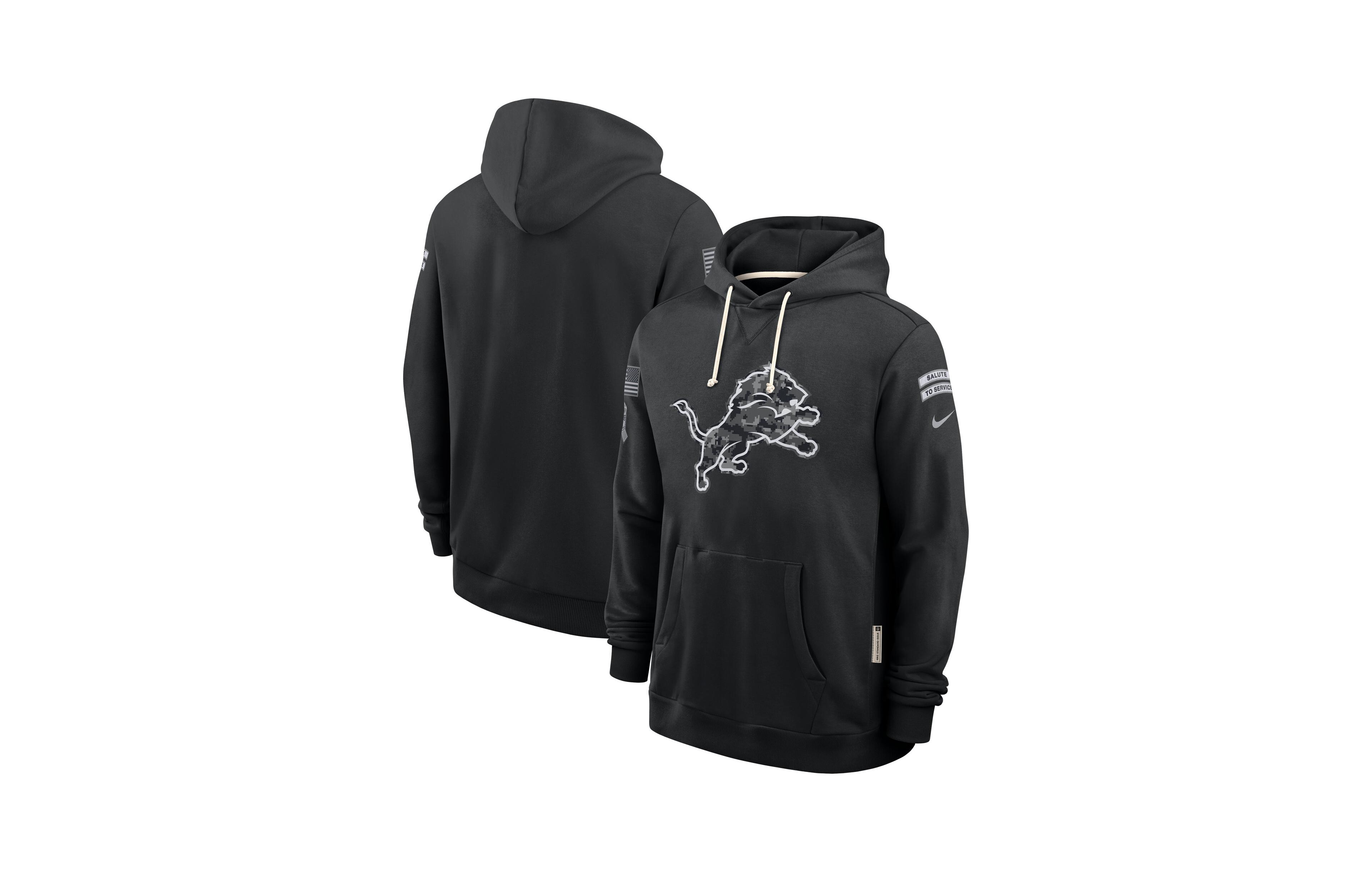 Nike Men's Black Detroit Lions Sideline Pullover Hoodie