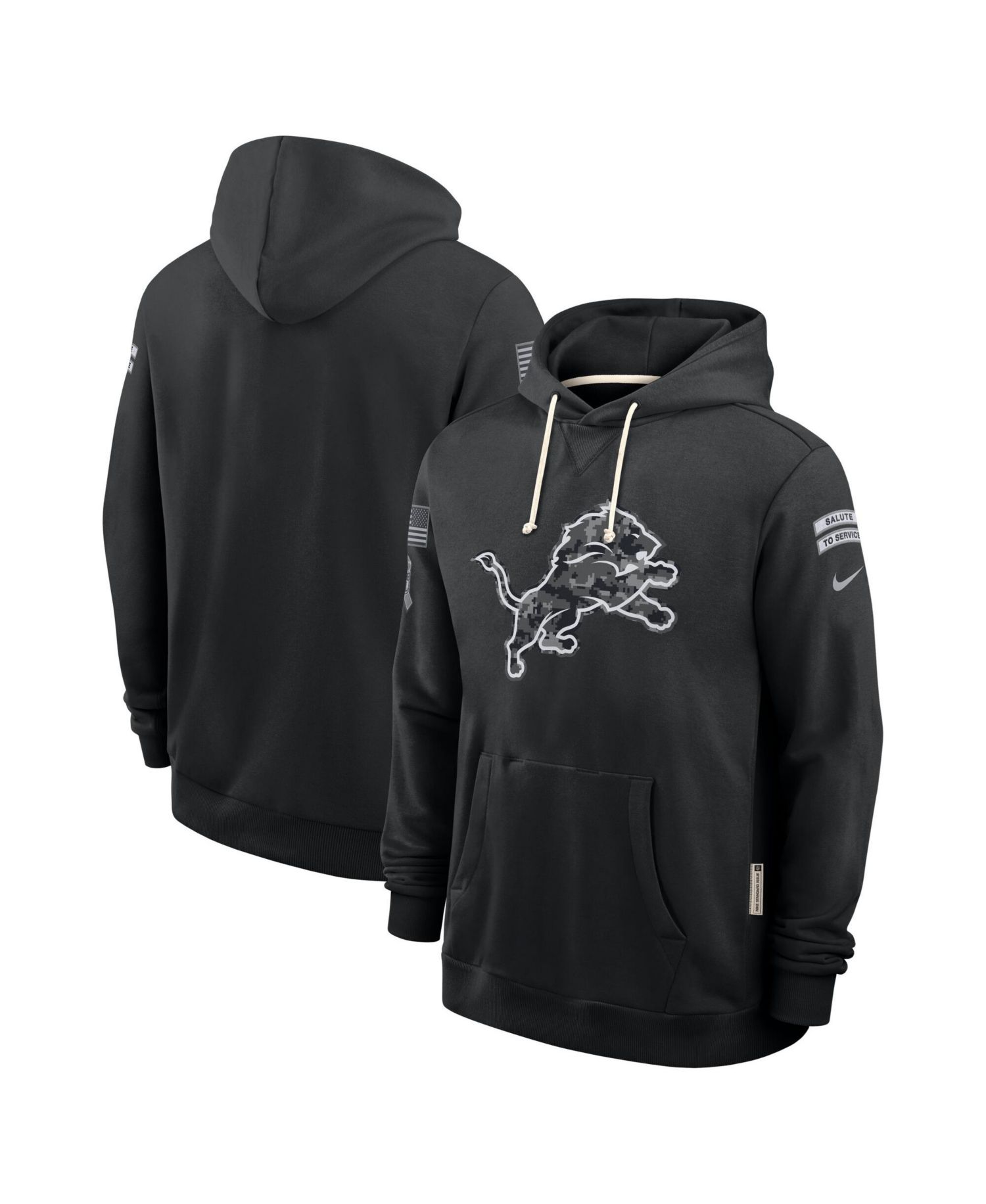 Men's Black Detroit Lions 2026 Salute to Service Sideline Pullover Hoodie