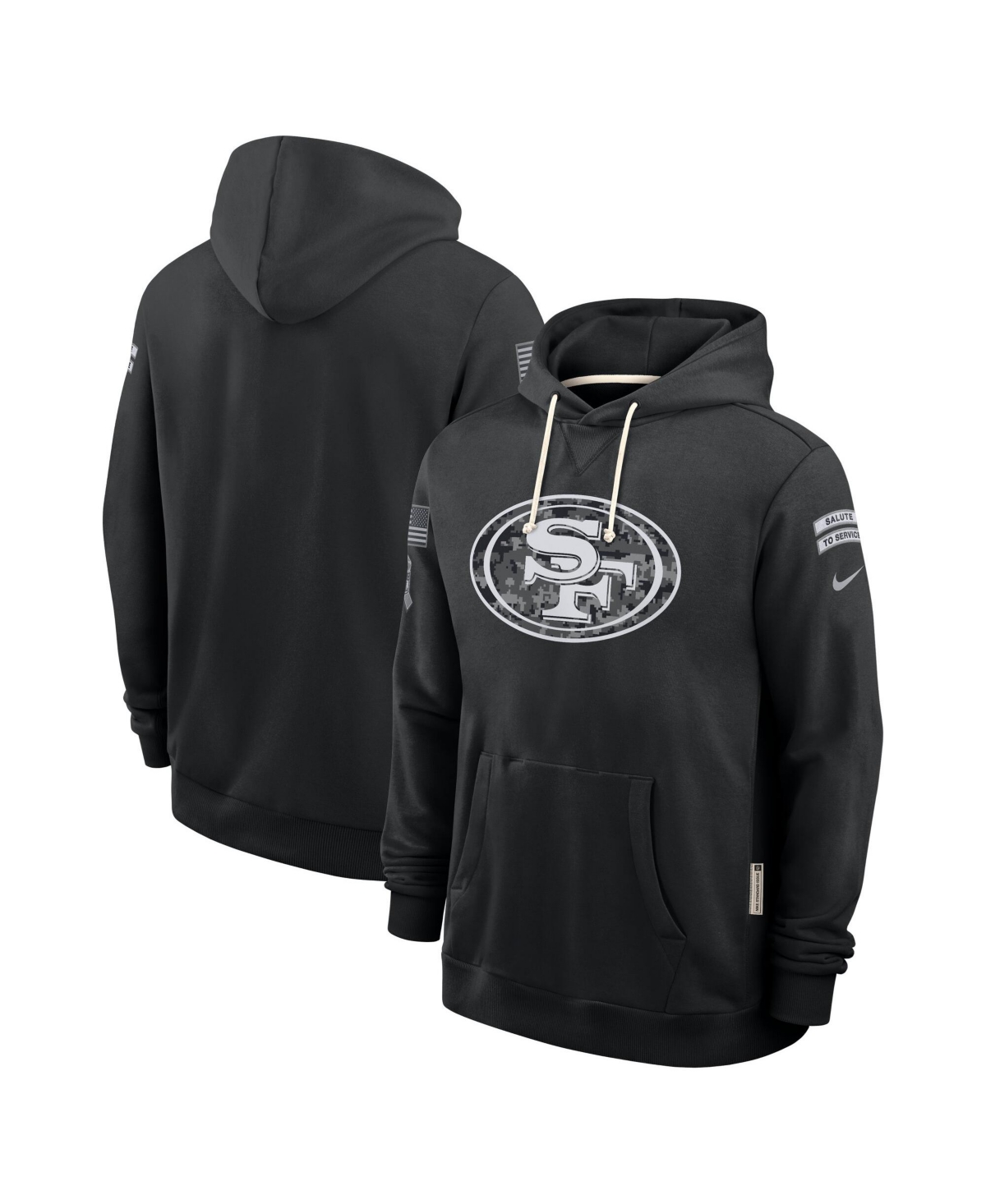 San Francisco 49ers Salute to Service Sideline Nike Men's Dri-FIT NFL Pullover Hoodie in Black | 03AZ00AA2T-CYB