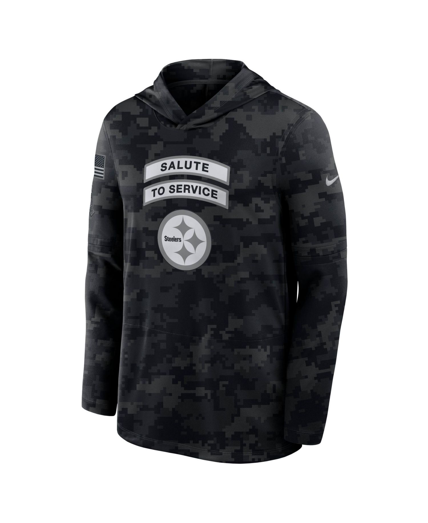 Men's Black Pittsburgh Steelers 2026 Salute to Service Sideline Lightweight Hooded Pullover