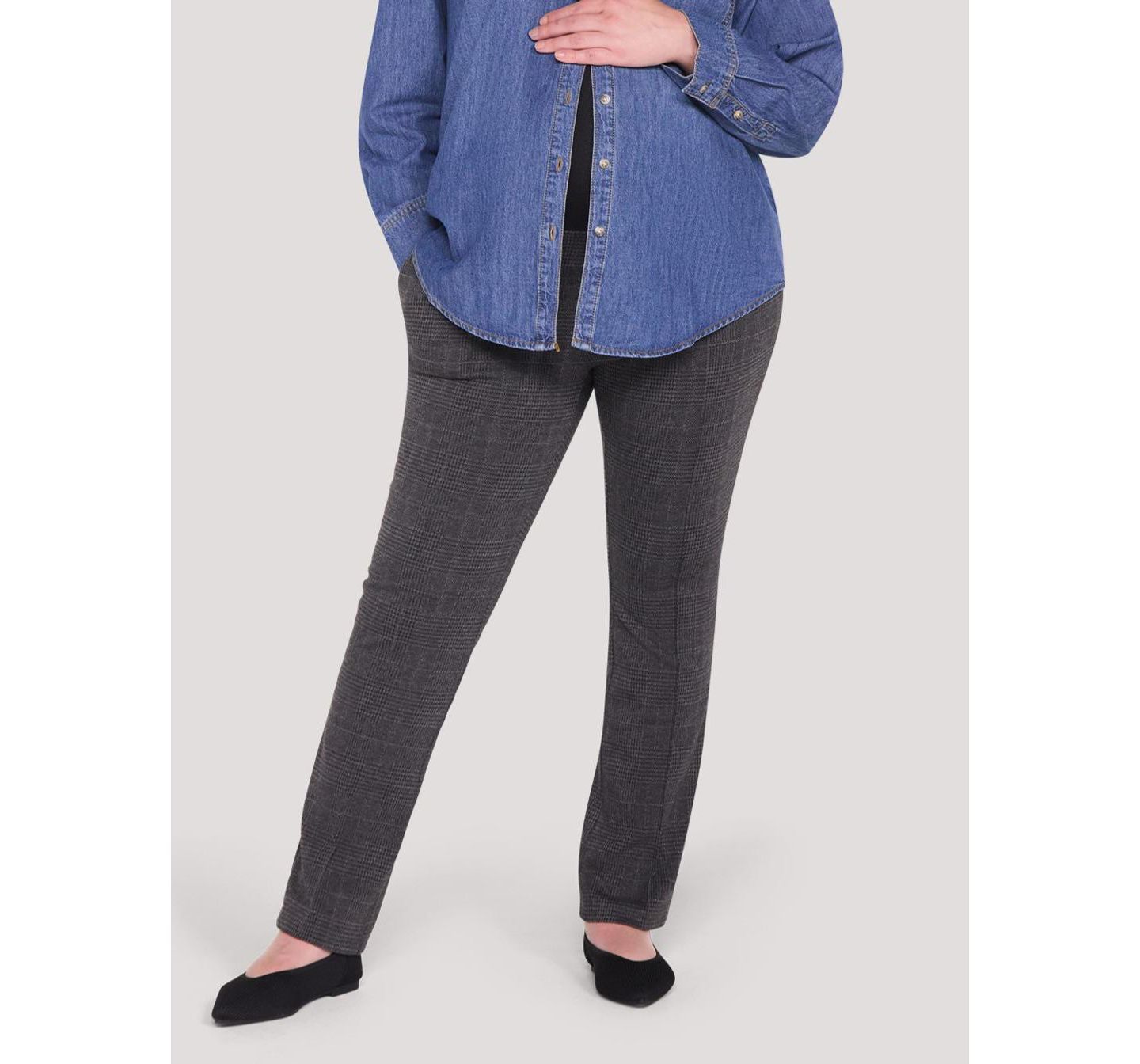 Женские зауженные брюки для беременных Motherhood Maternity Mia Secret Fit, цвет: Серый клетчатый — фото 4