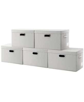 5 Pack Collapsible Fabric Storage Box With Lid For Home Office