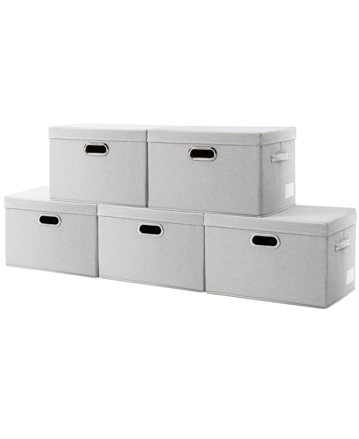 Xdovet 5 Pack Collapsible Fabric Storage Box With Lid For Home Office - Beige