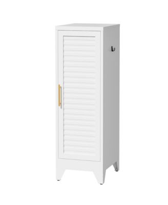 47.2" Narrow Metal Wardrobe Cabinet with Hanging Rail and Louvered Door